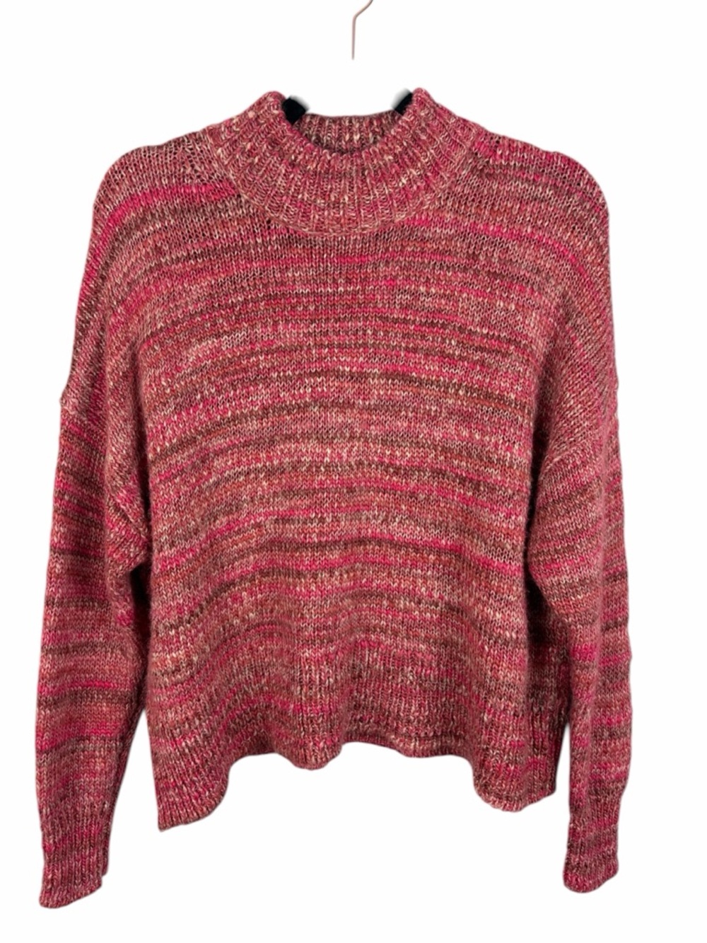 J.Crew Marled Pink Turtleneck Oversized Sweater Cozy Knit Small Casual